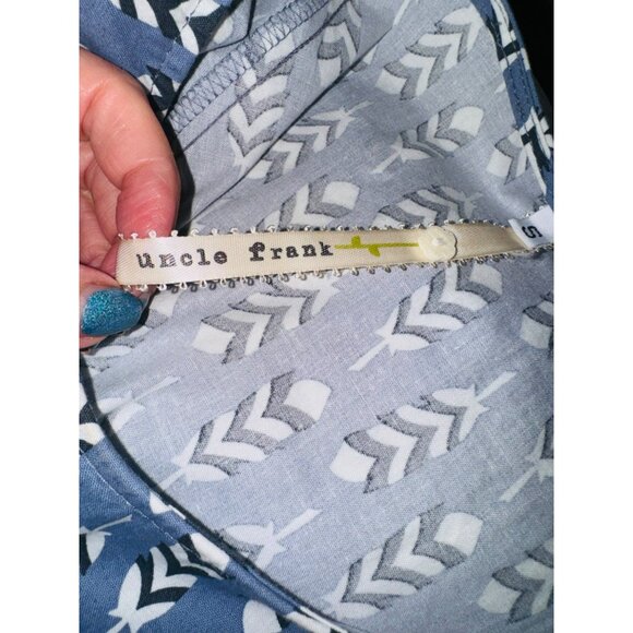 Uncle Frank Womens Cotton Arrow Print Shift Dress S Blue Casual Travel Artsy - Picture 7 of 11
